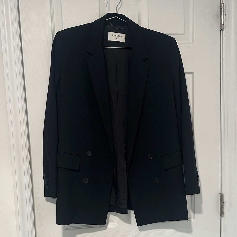 Babaton Black Double-Breasted Tailored Blazer